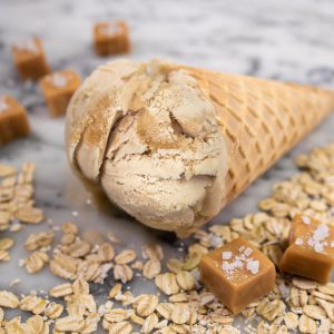 NO BULL Dairy-Free Oat-Based Frozen Dessert, Sea Salt Caramel, cone