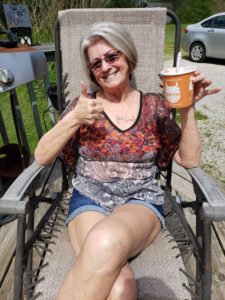 Lola enjoying No Bull Vegan Ice Cream